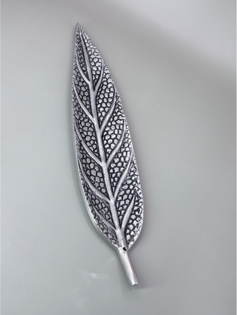Cast Aluminum Silver Leaf Incense Ash Catcher Burner Holder 10”